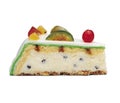 Slice of Sicilian Cake `Cassata Siciliana` Ã¢â¬â Traditional Glazed Cheesecake with Candied Fruit